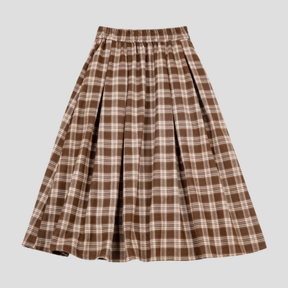 CHOCOLATE CHECK SKIRT